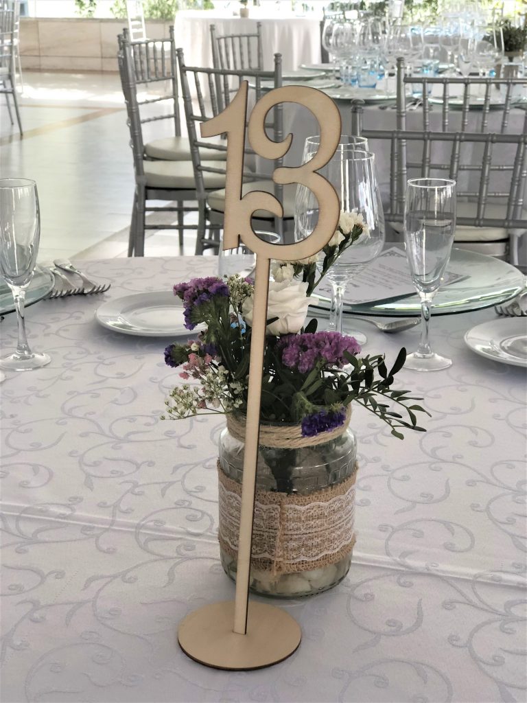 número de mesa para banquete de boda